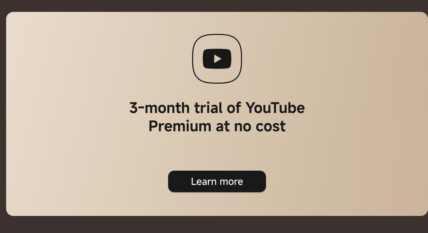 3-month trial of YouTube Premium at no cost