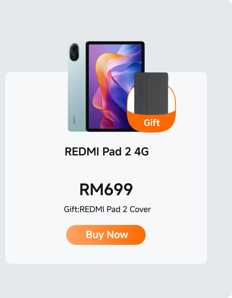 Promotion information for Xiaomi Pad 7, current price RM1099, original price RM1299, discount RM200. A "Buy Now" button is provided.