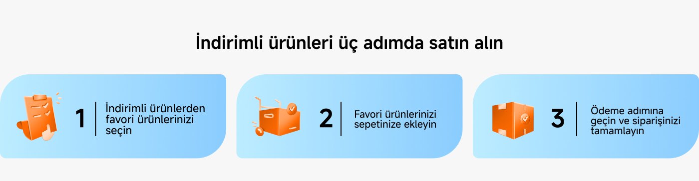 İndirimli ürünleri üç adımda satın alın