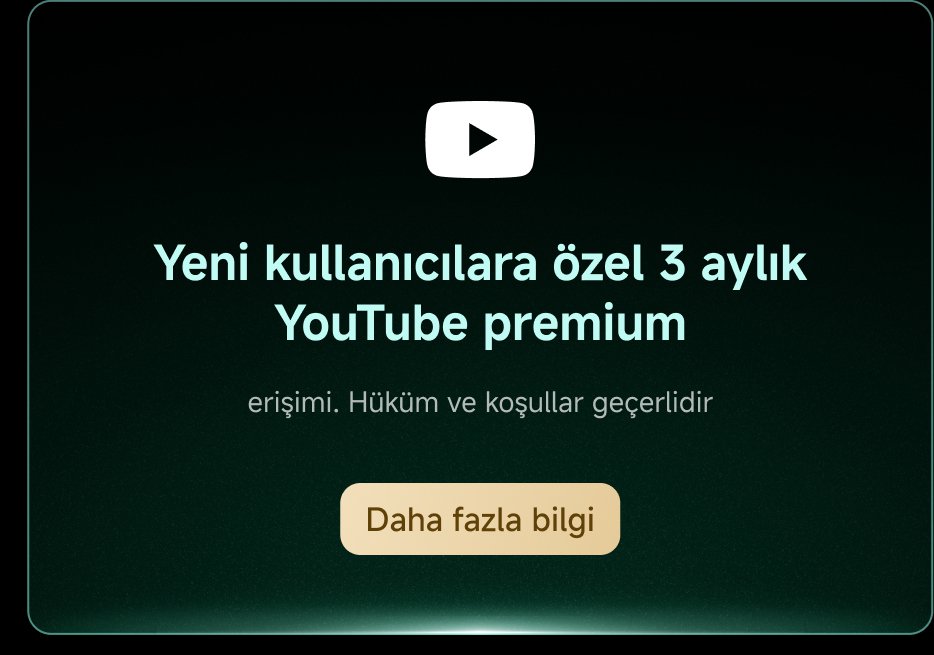 Üç aylık YouTube Premium erişimi yeni kullanıcılara özel olarak sunulmaktadır. Şartlar ve koşullar geçerlidir. "Daha fazla bilgi" butonu mevcuttur.