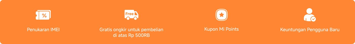 Teks dalam gambar mencakup informasi berikut:
1. **Pertukaran IMEI**
2. **Gratis ongkir untuk pembelian di atas Rp 500RB**
3. **Kupon Mi Points**
4. **Kupon Pengguna Baru**
Informasi ini terkait dengan promosi dan tawaran untuk pengguna baru.
