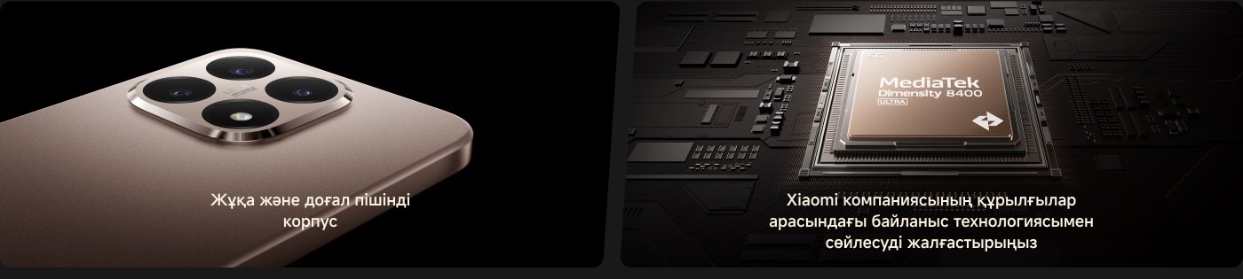 Детальное представление о смартфоне, оснащенном четырьмя камерами, рядом с ним находится информация с описанием, включая «тонкий корпус с закругленными углами» и «MediaTek Dimensity 8400». Внизу указаны функции и информация, связанная с областью.