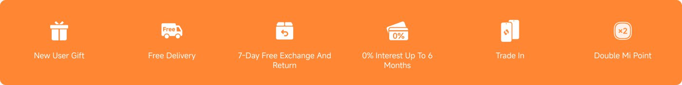 Promotional information includes: gifts for new users, free shipping, 7-day free returns, 6 months at 0% interest, trade-in offers, and double loyalty points.