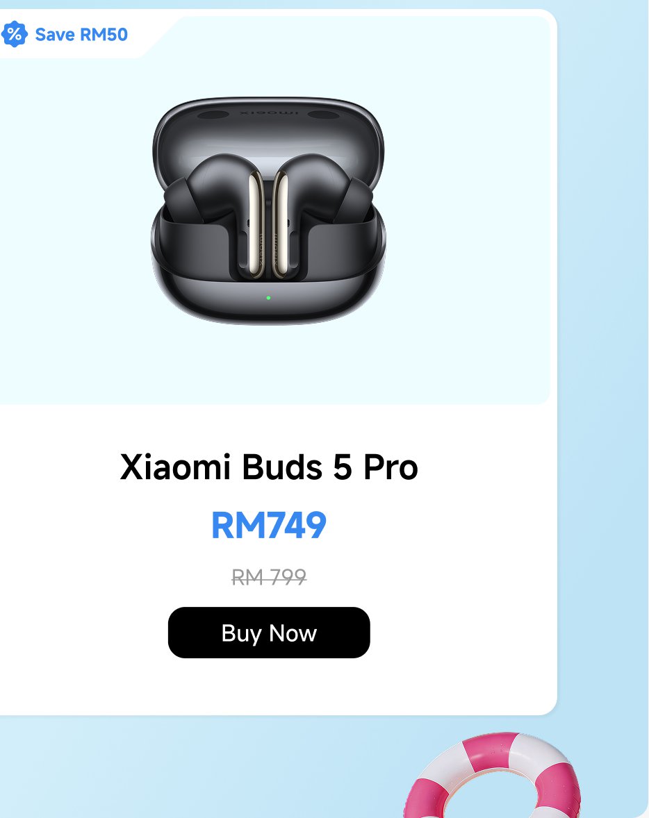 The advertisement showcases the REDMI Note 15 Pro+ 5G phone, equipped with 12GB RAM and 256GB storage. The current price is RM1,549, down from the original price of RM1,699, saving you RM599. There are also freebies included. A "Buy Now" button is provided.