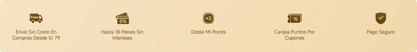 Envío sin costo en compras desde S/ 79, hasta 18 meses sin intereses, doble Mi Points, canjea puntos por cupones y pago seguro.
