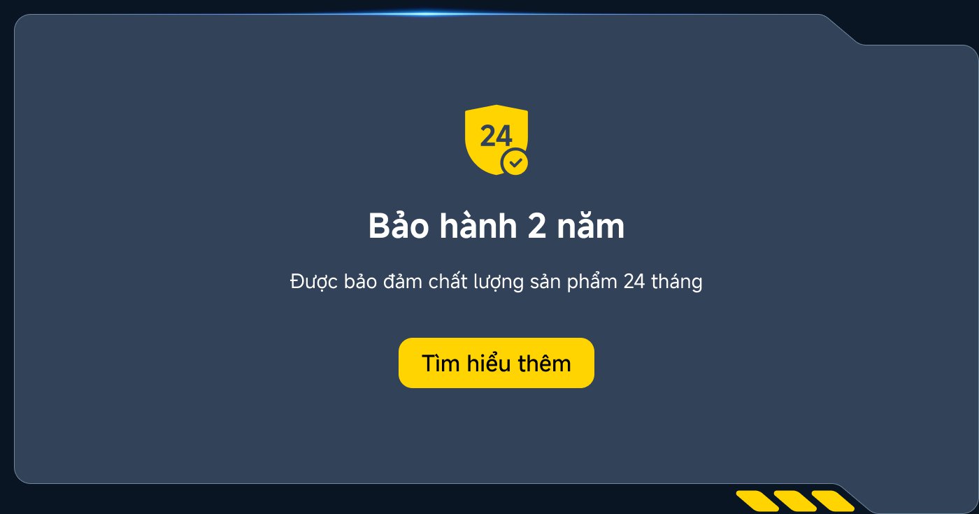 Bảo hành 2 năm, đảm bảo chất lượng sản phẩm, thời gian từ ngày 26 tháng 11 đến ngày 18 tháng 12. Nhấn để tìm hiểu thêm.