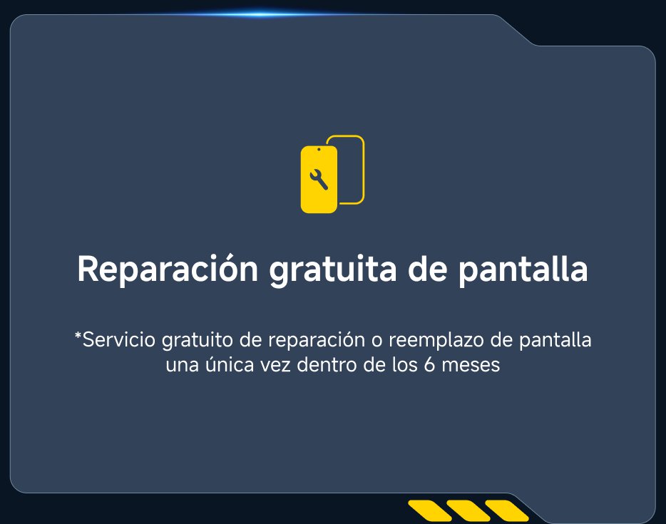 Reparación gratuita de pantalla. Servicio gratuito de reparación o reemplazo de pantalla una única vez dentro de los 6 meses. Más información.