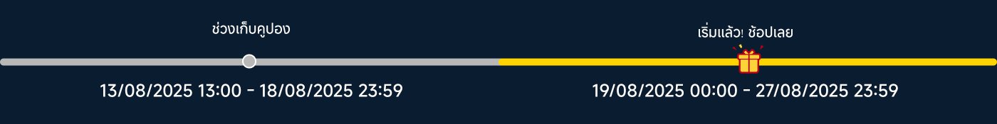 ช่วงเวลาของกิจกรรมรวมถึง: ระยะเวลาที่จะเก็บรวบรวมคือ ตั้งแต่วันที่ 13 สิงหาคม 2025 เวลา 13:00 ถึง 18 สิงหาคม 2025 เวลา 23:59 ระยะเวลาการให้รางวัลคือ ตั้งแต่วันที่ 19 สิงหาคม 2025 เวลา 00:00 ถึง 27 สิงหาคม 2025 เวลา 23:59