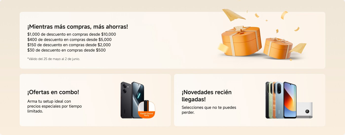 ¡Mientras más compras, más ahorras! Descuentos escalonados desde $30 hasta $1,000 en compras de $500 a $10,000. Válido del 1 al 15 de mayo.
¡Combos Sorpresa! Ofertas increíbles en packs por tiempo limitado.
¡Cupones exclusivos! Ofertas especiales por nuestro aniversario.