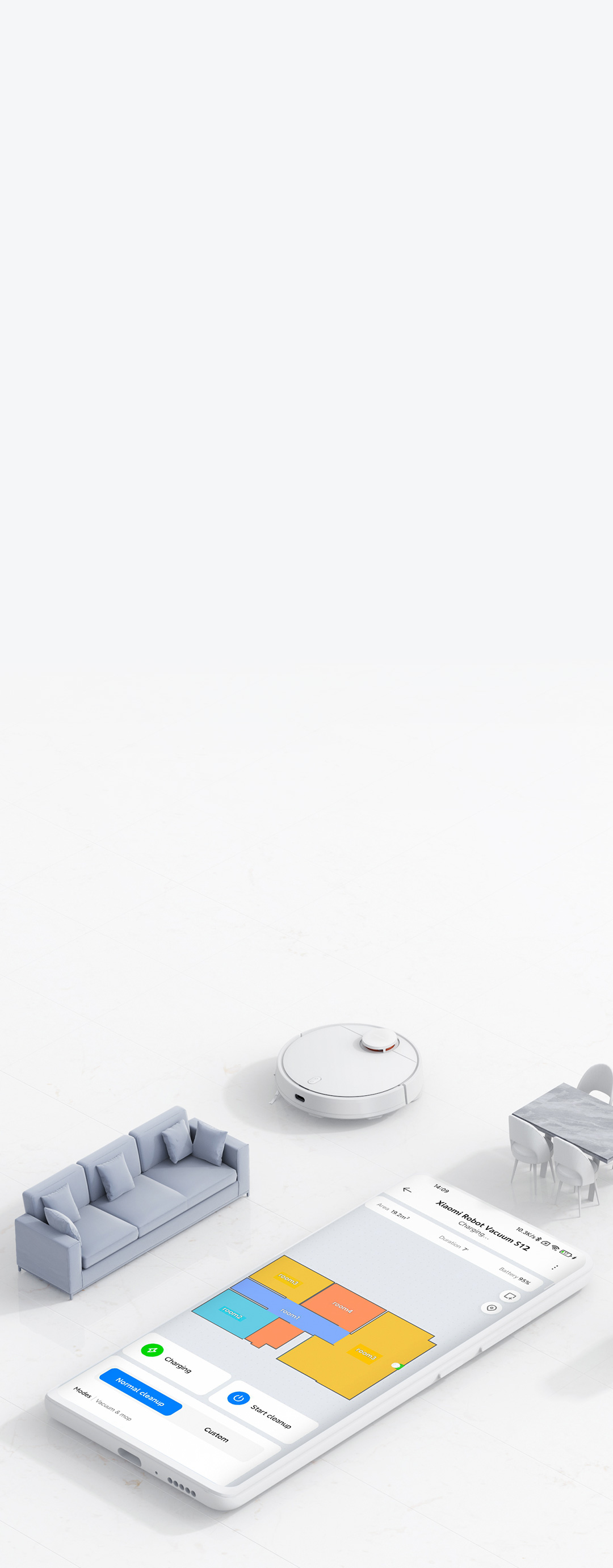 Robot aspirador  Xiaomi Robot Vacuum S12, 45W, WiFi, Autonomía