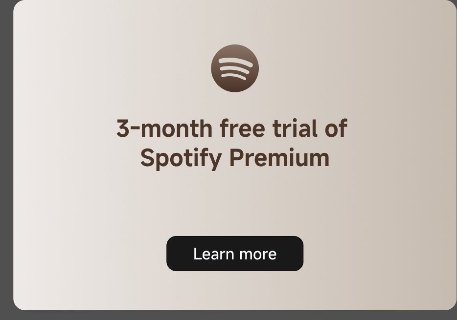 3-month free trial of Spotify Premium. Learn more.
