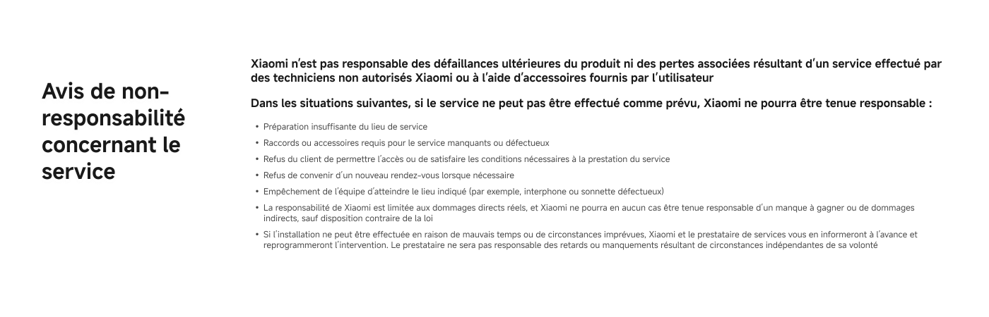 Processus standard du service d'installation :

1. Achat des produits
2. Un rendez-vous pour la livraison et le service d'installation sera fixé avec vous
3. La livraison et le service d'installation seront effectués comme convenu
4. Vérification et acceptation de l'installation
5. Livraison et installation terminées