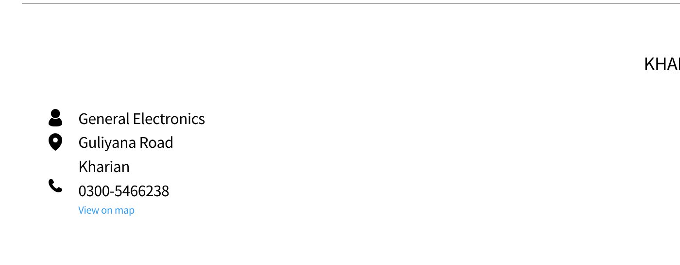 General Electronics, located at Guliayana Road Kharian, phone number 0300-5466238. View on map for directions.