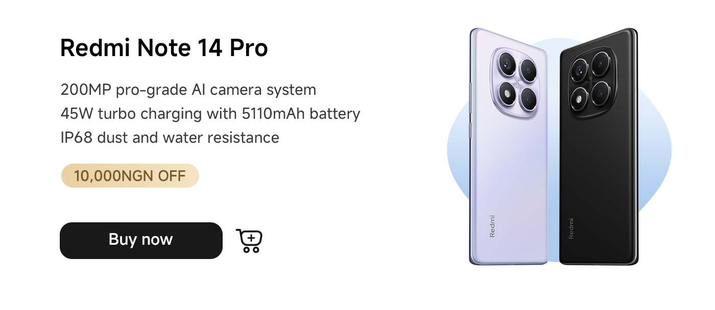 The Redmi Note 14 Pro smartphone features a 200MP AI camera system, 45W fast charging, and a 5110mAh battery, with IP68 dust and water resistance.
