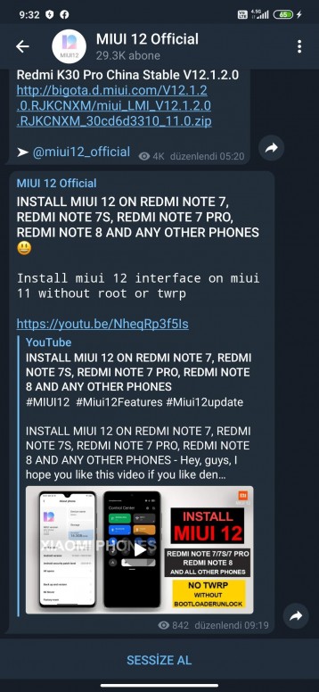 miui 12 haberi telegram redmi note 7