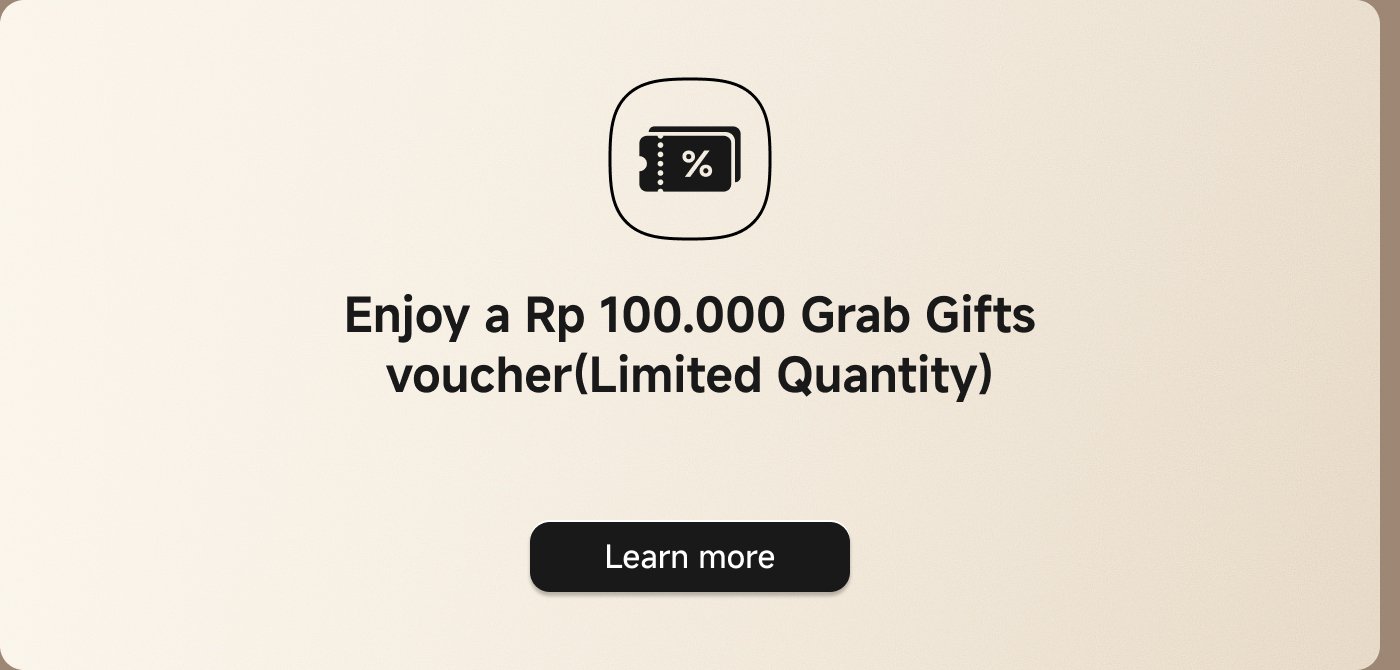 Nikmati voucher hadiah Grab senilai Rp 100.000 (Jumlah Terbatas). Pelajari lebih lanjut.