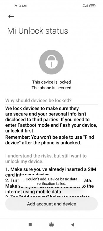 Mi 10t Pro Mi Unlock Status Couldn T Add Device Basic Data Verification Failed Miui Rom Mi Community Xiaomi