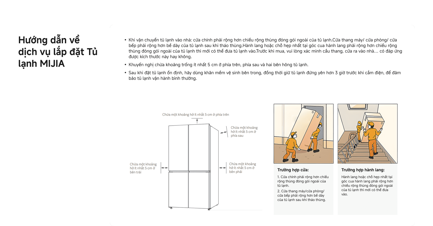 Hướng dẫn lắp đặt điều hòa MIJIA cung cấp các yêu cầu về khoảng cách khi lắp đặt điều hòa, bao gồm khoảng cách từ tường, trần và sàn đến điều hòa, đảm bảo hiệu suất làm mát hiệu quả. Bảng dưới đây so sánh diện tích phòng phù hợp với các loại điều hòa có công suất khác nhau, giúp tránh ảnh hưởng đến hiệu quả làm mát.