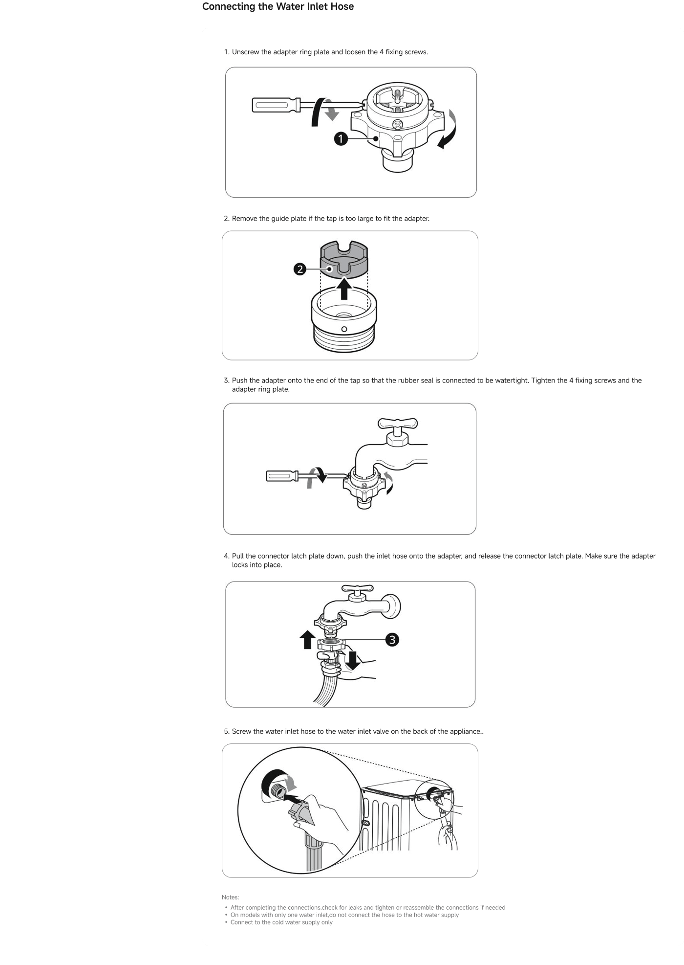 Washing Machine Installation Instructions

**Installation Environment**

**Installation Size Requirements**
- Maintain >15mm space on left and right, >20mm on top, and >30mm at the back.
- Ensure adequate space for power supply, water inlet, and floor drain.
- Measure door frame size to ensure the washing machine fits.
- Best to install in a dry location, avoiding direct sunlight; ambient temperature should be 0°C-40°C.
- Do not place on uneven surfaces to prevent vibration displacement.
- Install on flat, hard ground and level the machine; avoid moving once leveled.

**Safe Use of Electricity**
- Avoid using multi-purpose sockets without independent switches.
- Ensure the power supply is grounded and can handle at least 10A.