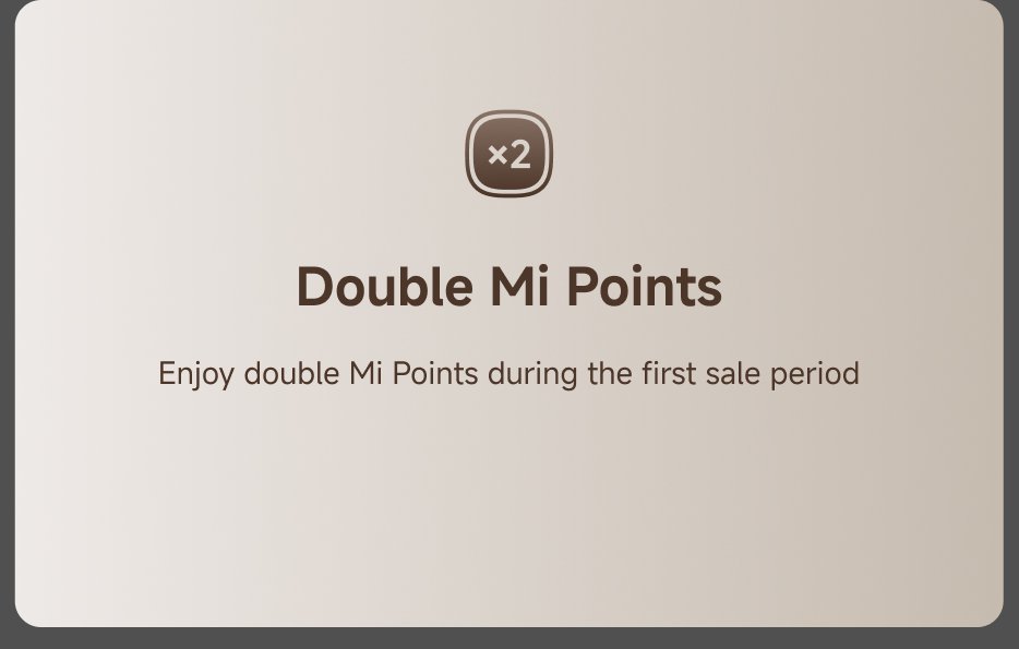 The image promotes a special offer for "Double Mi Points," stating that customers can enjoy double points during the first sale period.