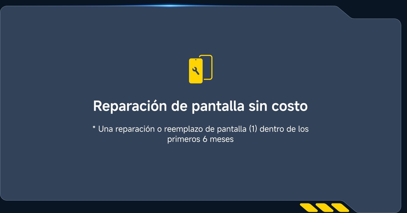 Reparación de pantalla sin costo. Una reparación o reemplazo de pantalla (1) dentro de los primeros 6 meses.