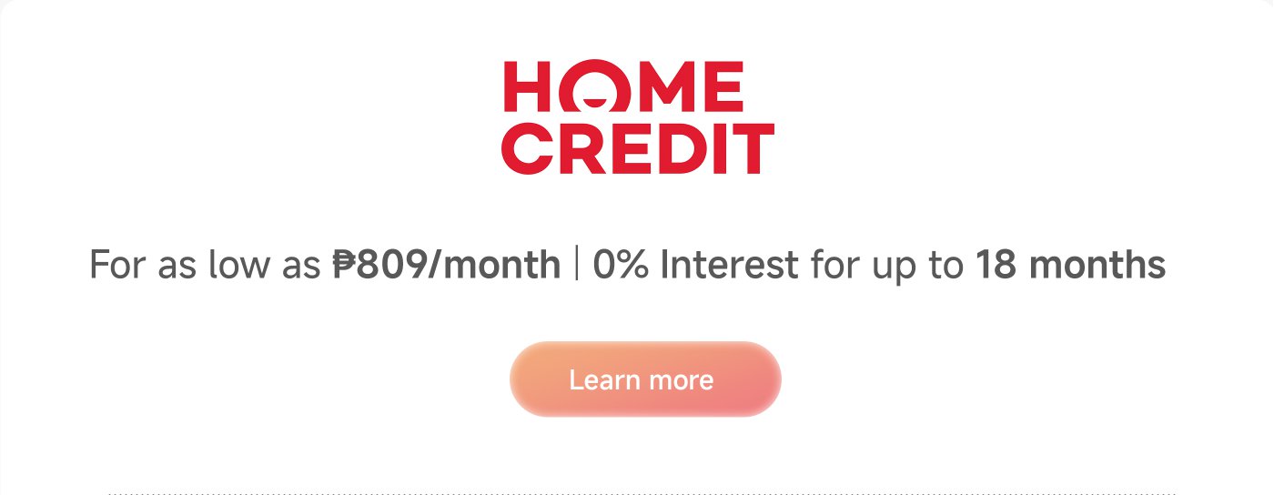 Installment partners offer payment plans starting at ₱809 per month with 0% interest for up to 18 months. There's a "Learn more" button for additional information.