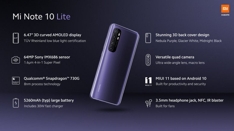 Mi Note 10 Série : Le nouveau Mi Note 10 Lite arrive et il est costaud !