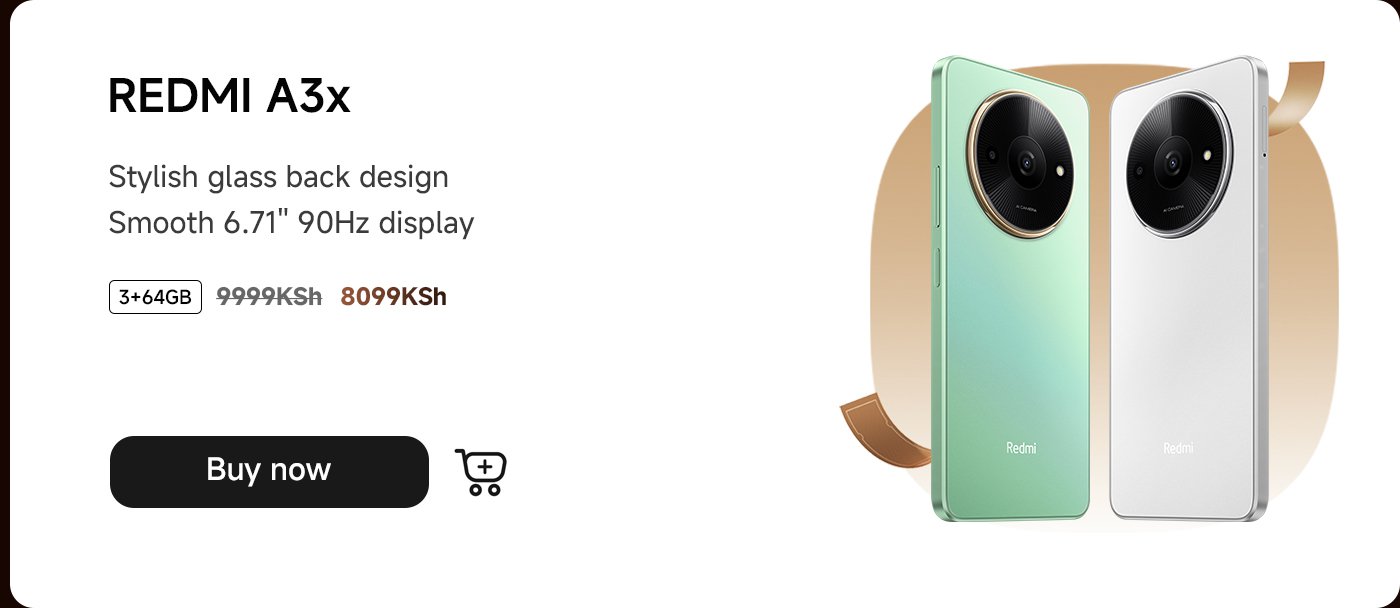 The REMI A3x phone features a stylish glass back design, equipped with a 6.71-inch 90Hz smooth display, priced at 8099 KSh.