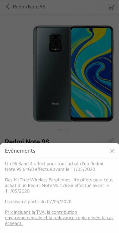 avatar.png Le Redmi Note 9S fait référencer sur le Mi Store Français