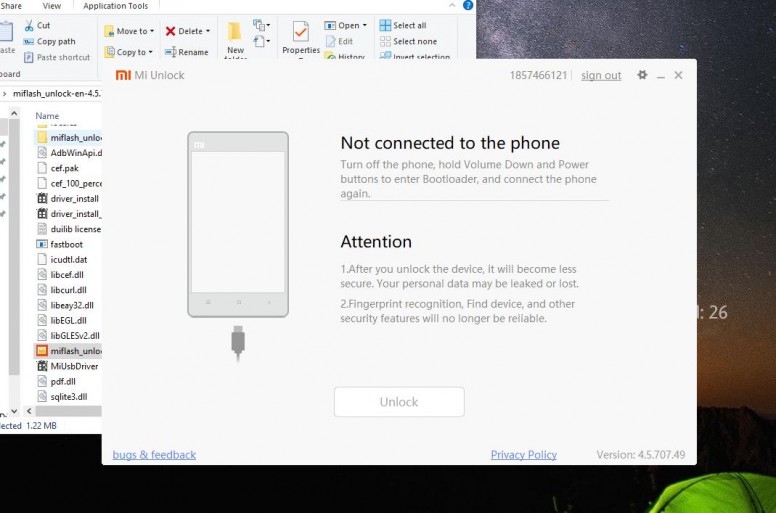 Xiaomi unlock tool