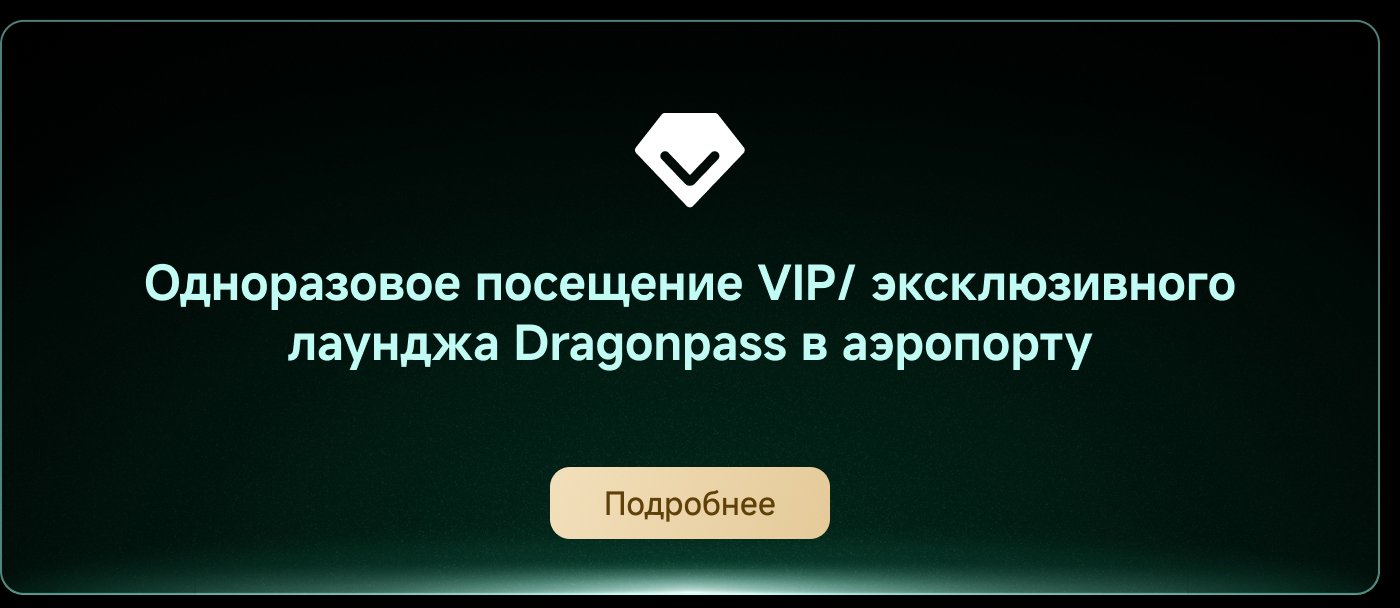 Одноразовое посещение VIP/эксклюзивного лаунджа Dragonpass в аэропорту. Подробности доступны по кнопке.