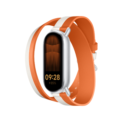 Xiaomi Smart Band 9 Dual-tone Leather Strap Beyaz ve Turuncu