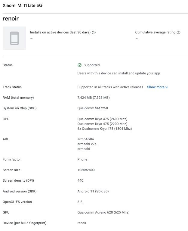 Mi 11 Lite 5G, Tada !