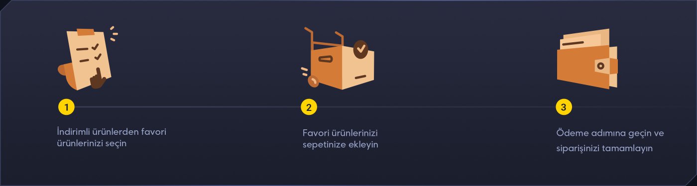 İndirimli ürünleri üç adımda satın alın