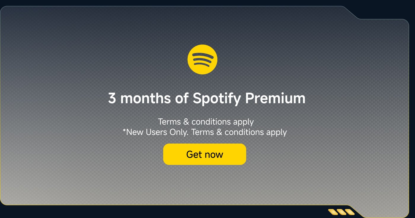 3 months of Spotify Premium. Terms and conditions apply. For new users only. Learn more.