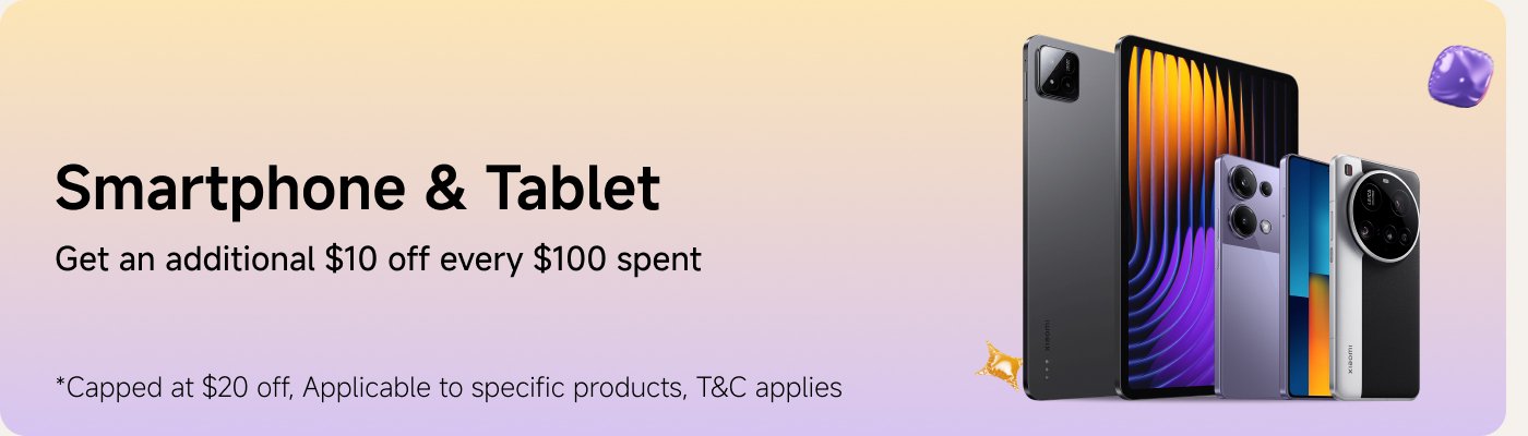 Smartphone & Tablet  
Get an additional $10 off every $100 spent.  
*Capped at $20 off, Applicable to specific products, T&C applies.  

Translation:  
Smartphone & Tablet  
Dapatkan tambahan $10 diskaun untuk setiap $100 yang dibelanjakan.  
*Had maksimum diskaun $20, Berlaku untuk produk tertentu, T&C terpakai.