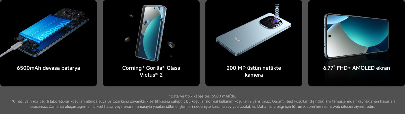 6500mAh devasa batarya, Corning® Gorilla® Glass Victus® 2, 200 MP üstün netlikte kamera ve 6.77" FHD+ AMOLED ekran özellikleriyle bir akıllı telefon tanıtımı.
