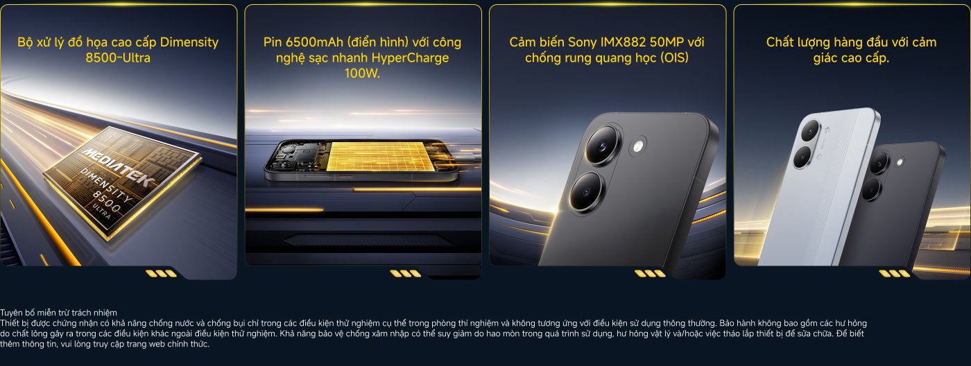 Pin 5520mAh thiết kế mỏng nhẹ, màn hình siêu bền, có chức năng chống bụi và nước IP66, camera độ phân giải 108MP, phù hợp với nhiều tình huống sử dụng. Ghi chú giải thích dung lượng pin và điều kiện thử nghiệm chống nước và chống bụi.