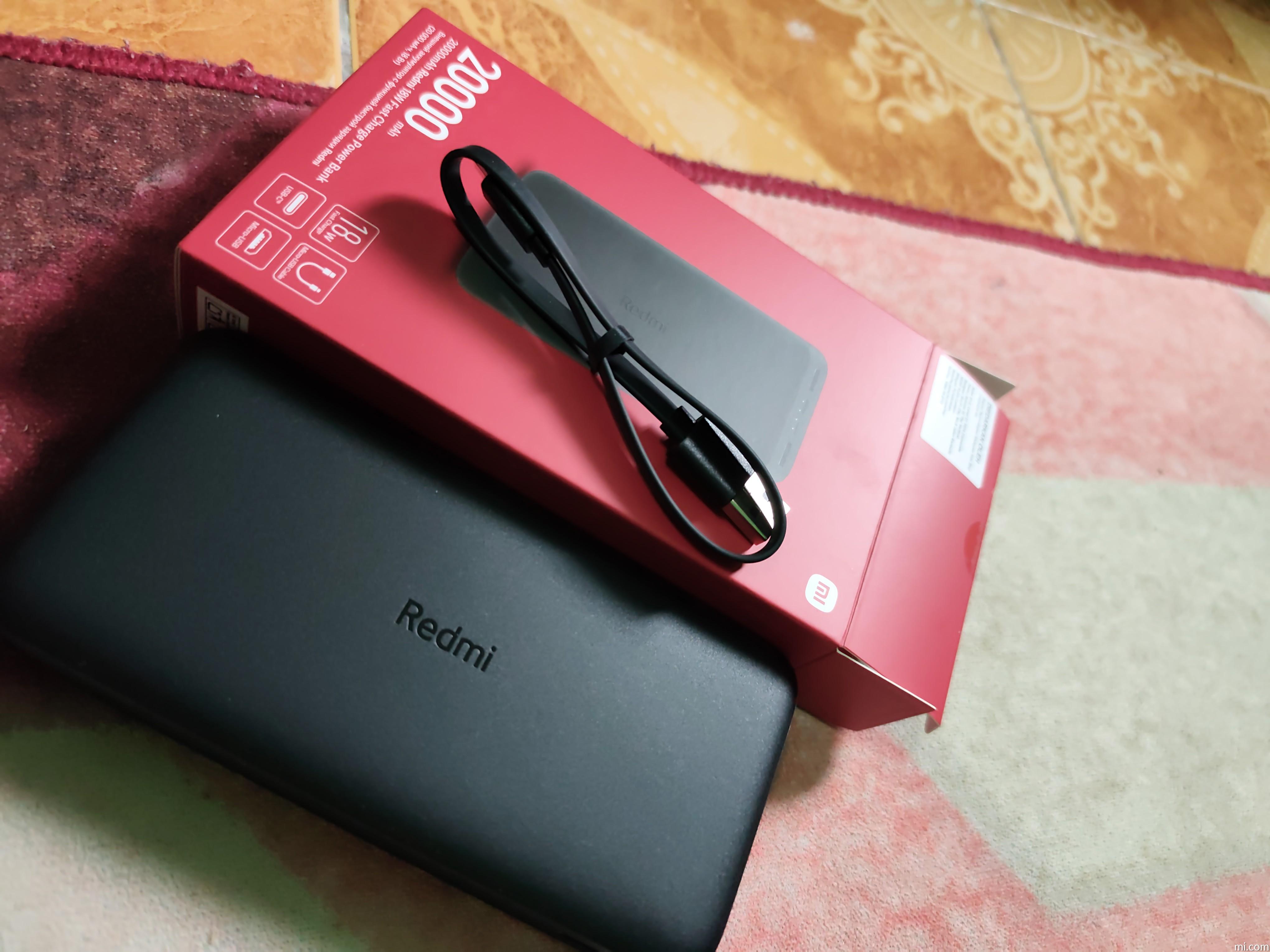 20000mAh Redmi 18W Fast Charge Power Bank Black Xiaomi Malaysia