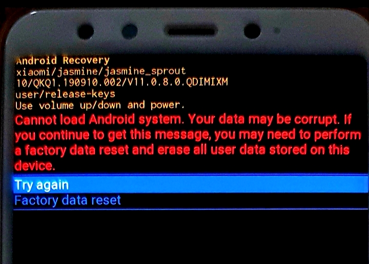 Can t load android system your data may be corrupt что делать