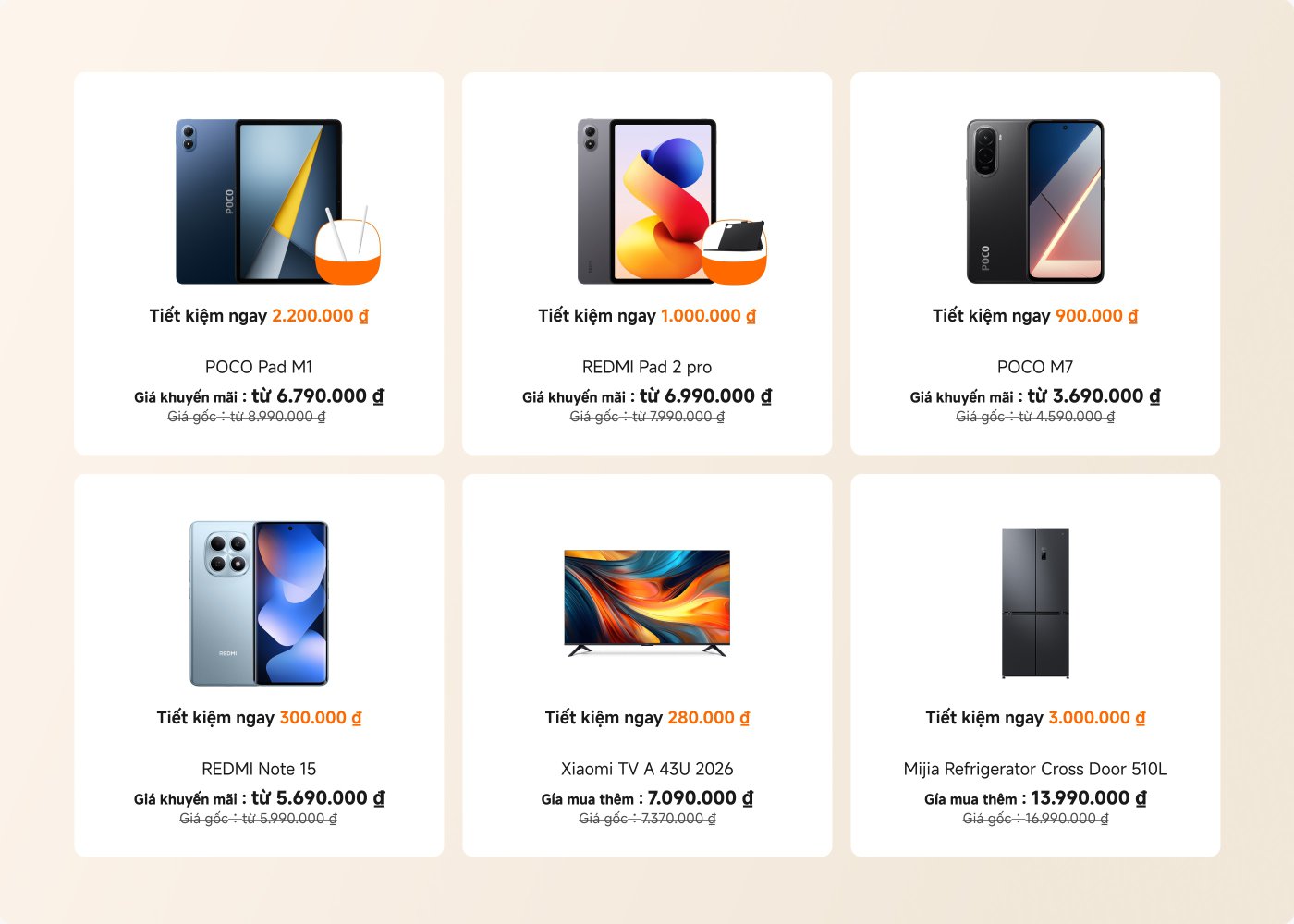 Mua POCO F8 Pro tặng Xiaomi Sound Party, quà tặng trị giá: 2,990,000 VNĐ. Nền là tông màu nhẹ nhàng và họa tiết hình trái tim.