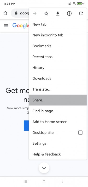 print option missing in chrome android