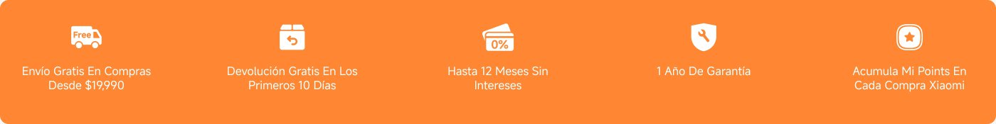 Envío gratis en compras desde $19,990. Devolución gratis en los primeros 10 días. Hasta 12 meses sin intereses. 1 año de garantía. Acumula Mi Points en cada compra Xiaomi.