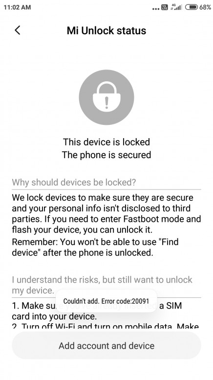 Error Code 20091 Xiaomi Community