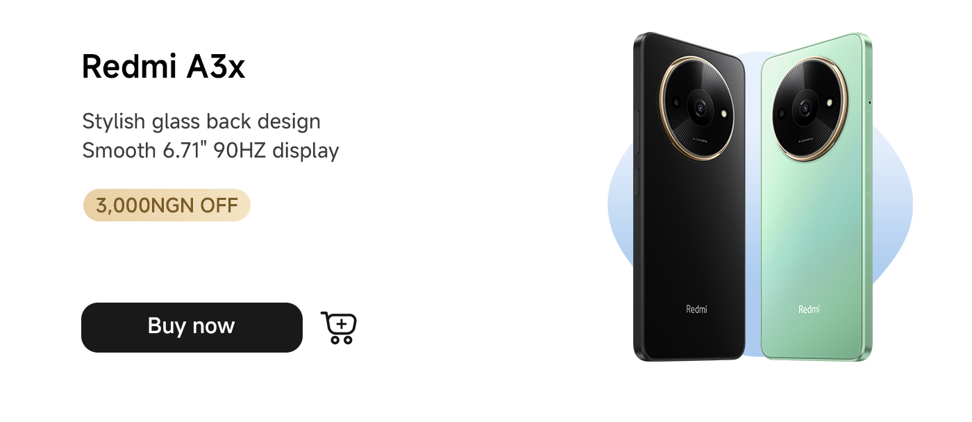 The Redmi A3x phone features a stylish glass back design and is equipped with a 6.71-inch 90Hz display. There is currently a discount of 3,000 NGN available, click to purchase.
