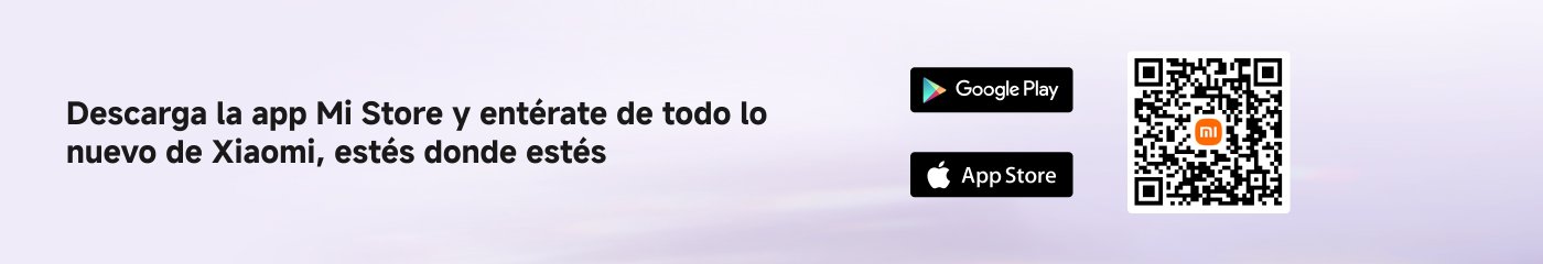 Descarga la app Mi Store y entérate de todo lo nuevo de Xiaomi, estés donde estés. Incluye botones para Google Play y App Store, así como un código QR para acceso directo.
