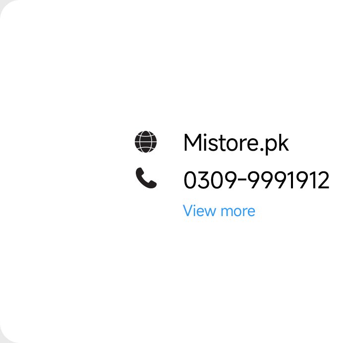 The website link is Mistore.pk, the contact number is 0309-9991912, click "See More" for more information.