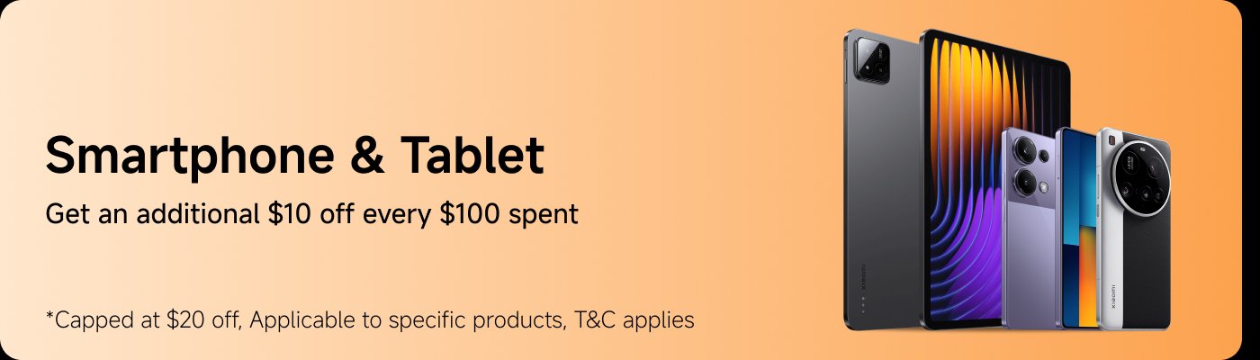 Smartphone & Tablet  
Get an additional $10 off every $100 spent.  
*Capped at $20 off, Applicable to specific products, T&C applies.  

Translation:  
Smartphone & Tablet  
Dapatkan tambahan $10 diskaun untuk setiap $100 yang dibelanjakan.  
*Had maksimum diskaun $20, Berlaku untuk produk tertentu, T&C terpakai.