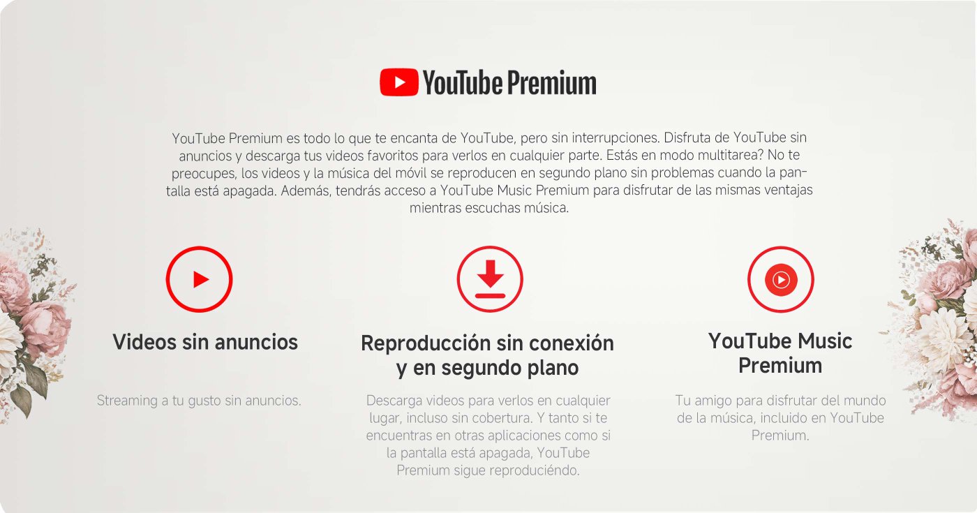 YouTube Premium ofrece streaming sin anuncios, descarga de videos para ver sin conexión y reproducción en segundo plano. También incluye acceso a YouTube Music Premium para disfrutar de la música.