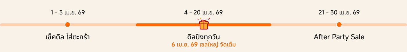 กำหนดการแบ่งออกเป็นสามช่วง:

1. **1 - 3 เมษายน 69**: ตรวจสอบรายละเอียด
2. **4 - 20 เมษายน 69**: มีกิจกรรมพิเศษทุกวัน
3. **21 - 30 เมษายน 69**: ขายหลังงานปาร์ตี้